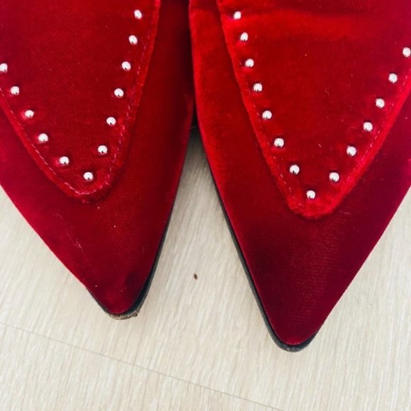 Givenchy Authentic Women's Burgundy Velvet Mules Size 39.5 Flat Slip On Shoes - Picture 10 of 10